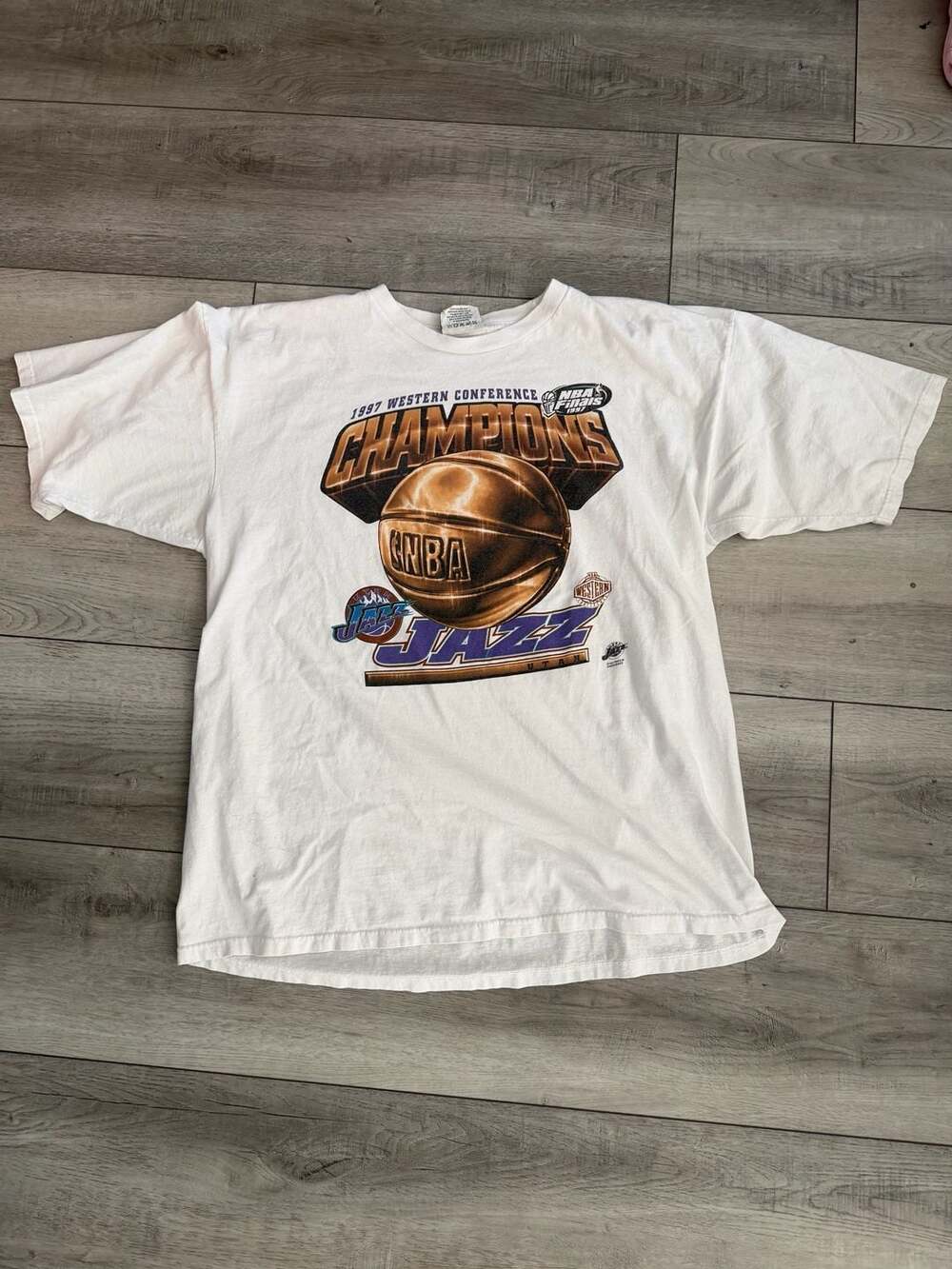 Vintage Lee Sport Utah Jazz 1997 Western Conference Champions T-Shirt XXL White